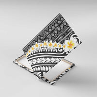 Black Vintage Tonga Ngatu Pattern With Plumeria Canvas Wall Art LT05 With Frame Black - Polynesian Pride