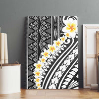 Black Vintage Tonga Ngatu Pattern With Plumeria Canvas Wall Art LT05 - Polynesian Pride