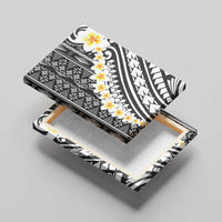 Black Vintage Tonga Ngatu Pattern With Plumeria Canvas Wall Art LT05 - Polynesian Pride