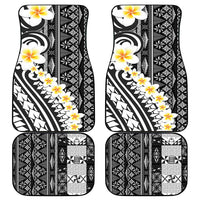 Black Vintage Tonga Ngatu Pattern With Plumeria Car Mats LT05 - Polynesian Pride