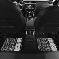 Black Vintage Tonga Ngatu Pattern With Plumeria Car Mats LT05 Set 2pcs - Back Black - Polynesian Pride