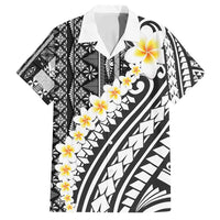 Black Vintage Tonga Ngatu Pattern With Plumeria Family Matching Long Sleeve Bodycon Dress and Hawaiian Shirt - Polynesian Pride
