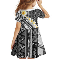 Black Vintage Tonga Ngatu Pattern With Plumeria Family Matching Summer Maxi Dress and Hawaiian Shirt - Polynesian Pride