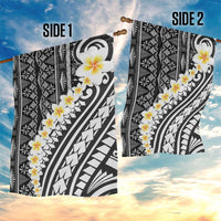 Black Vintage Tonga Ngatu Pattern With Plumeria Garden Flag - Polynesian Pride