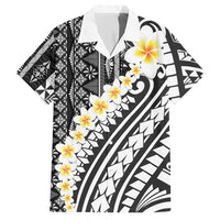 Black Vintage Tonga Ngatu Pattern With Plumeria Hawaiian Shirt LT05 Black - Polynesian Pride