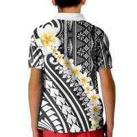 Black Vintage Tonga Ngatu Pattern With Plumeria Kid Polo Shirt LT05 - Polynesian Pride
