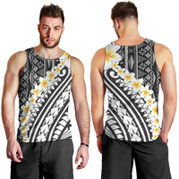Black Vintage Tonga Ngatu Pattern With Plumeria Men Tank Top LT05 - Polynesian Pride