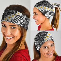 Black Vintage Tonga Ngatu Pattern With Plumeria Neck Gaiter LT05 - Polynesian Pride