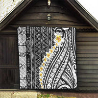 Black Vintage Tonga Ngatu Pattern With Plumeria Quilt - Polynesian Pride