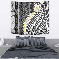 Black Vintage Tonga Ngatu Pattern With Plumeria Tapestry - Polynesian Pride