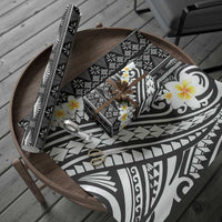 Black Vintage Tonga Ngatu Pattern With Plumeria Wrapping Paper LT05 - Polynesian Pride