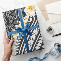 Black Vintage Tonga Ngatu Pattern With Plumeria Wrapping Paper LT05 - Polynesian Pride