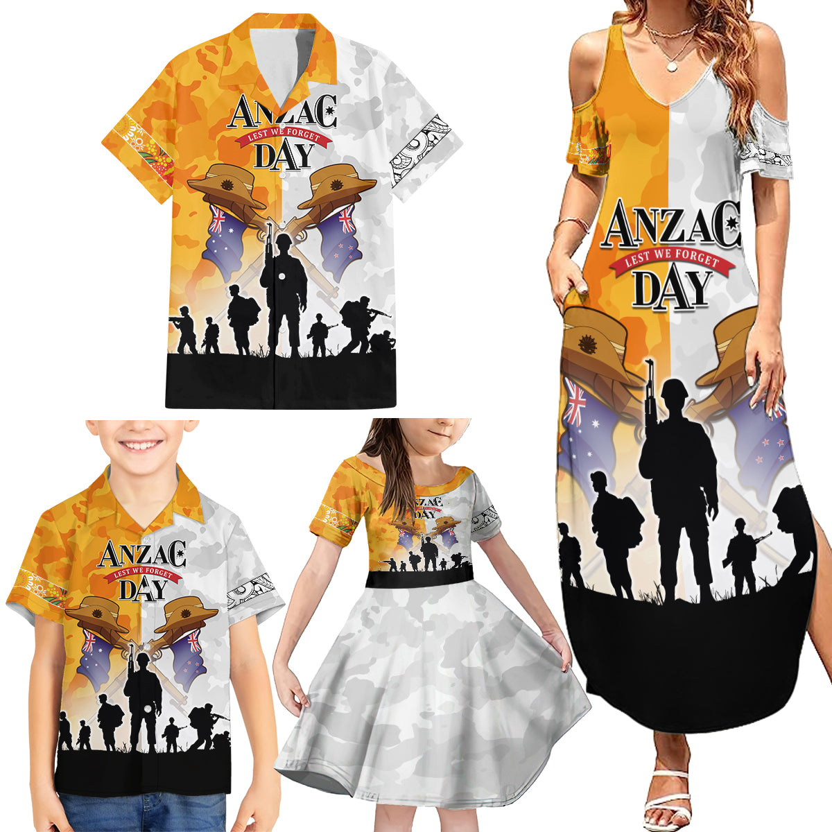 Australia And New Zealand ANZAC Day Family Matching Summer Maxi Dress and Hawaiian Shirt Lest We Forget LT05 - Polynesian Pride