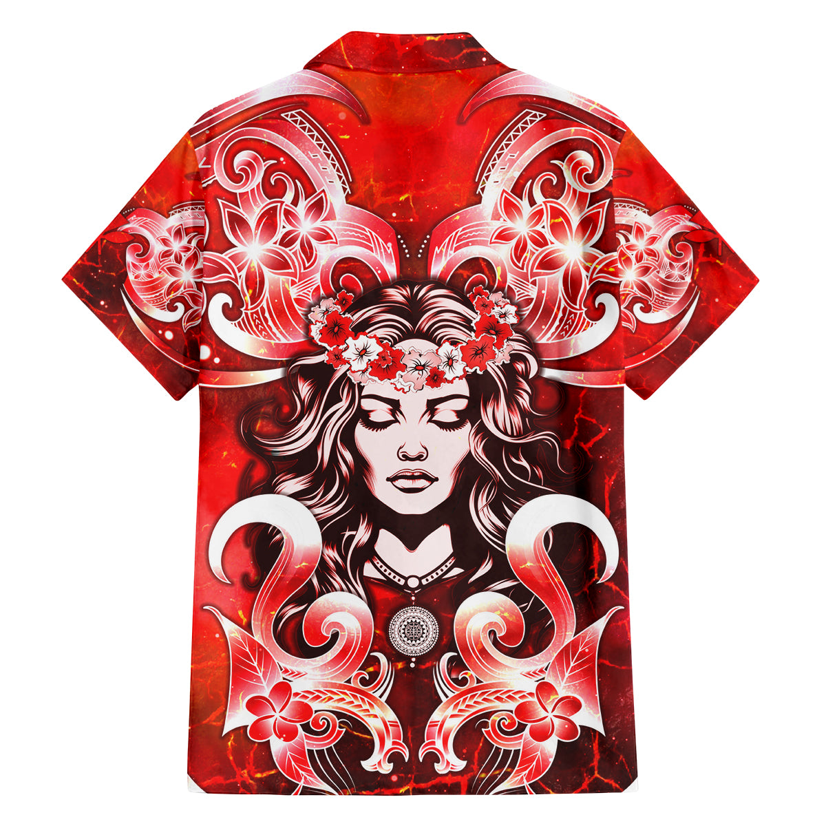 Hawaii Goddess Of Fire Madame Pele Family Matching Off Shoulder Short Dress and Hawaiian Shirt Polynesian Style LT05 - Polynesian Pride