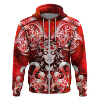 Hawaii Goddess Of Fire Madame Pele Zip Hoodie Polynesian Style LT05 Zip Hoodie Red - Polynesian Pride