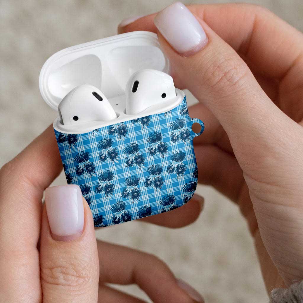 Blue Palaka Hawaii AirPods Case Hawaiian Lehua Blossoms LT05 - Polynesian Pride