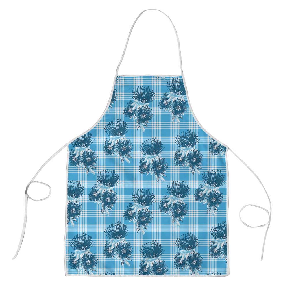 Blue Palaka Hawaii Apron Hawaiian Lehua Blossoms LT05 Blue - Polynesian Pride