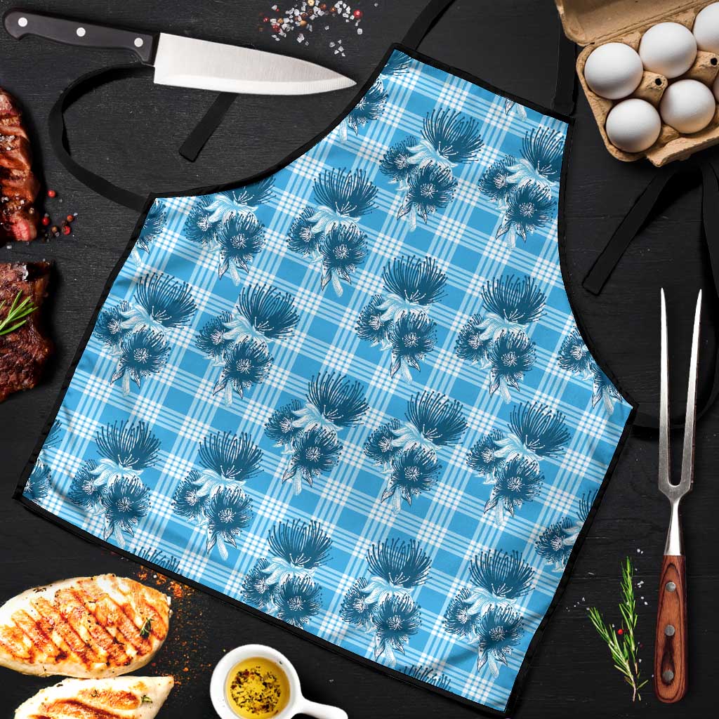 Blue Palaka Hawaii Apron Hawaiian Lehua Blossoms LT05 Blue - Polynesian Pride