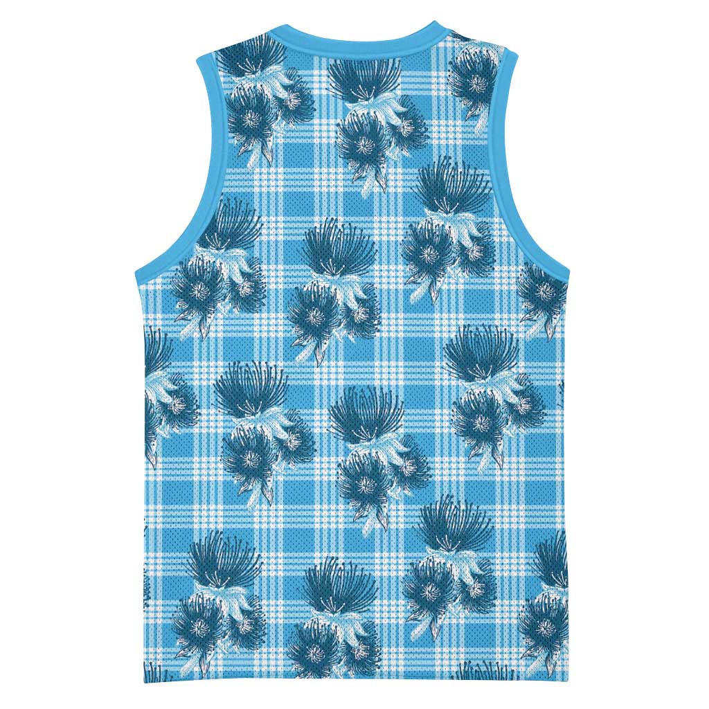 Blue Palaka Hawaii Basketball Jersey Hawaiian Lehua Blossoms LT05 - Polynesian Pride