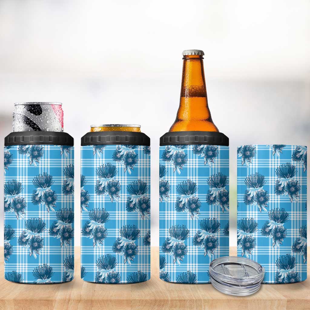Blue Palaka Hawaii 4 in 1 Can Cooler Tumbler Hawaiian Lehua Blossoms LT05 - Polynesian Pride