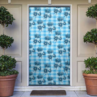 Blue Palaka Hawaii Door Cover Hawaiian Lehua Blossoms