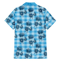 Blue Palaka Hawaii Family Matching Mermaid Dress and Hawaiian Shirt Hawaiian Lehua Blossoms