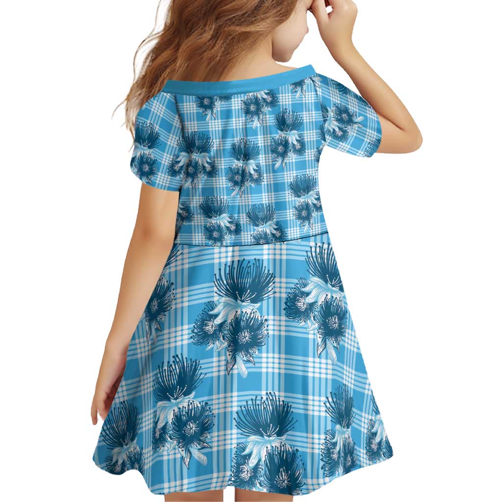 Blue Palaka Hawaii Family Matching Tank Maxi Dress and Hawaiian Shirt Hawaiian Lehua Blossoms