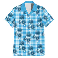 Blue Palaka Hawaii Family Matching Tank Maxi Dress and Hawaiian Shirt Hawaiian Lehua Blossoms