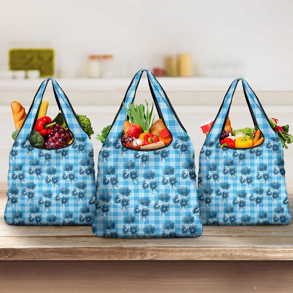 Blue Palaka Hawaii Grocery Bag Hawaiian Lehua Blossoms LT05 3-pack One Size Blue - Polynesian Pride