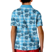 Blue Palaka Hawaii Kid Polo Shirt Hawaiian Lehua Blossoms LT05 - Polynesian Pride