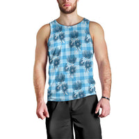 Blue Palaka Hawaii Men Tank Top Hawaiian Lehua Blossoms LT05 - Polynesian Pride