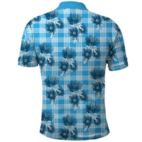 Blue Palaka Hawaii Polo Shirt Hawaiian Lehua Blossoms LT05 - Polynesian Pride