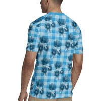 Blue Palaka Hawaii Rugby Jersey Hawaiian Lehua Blossoms