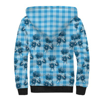 Blue Palaka Hawaii Sherpa Hoodie Hawaiian Lehua Blossoms LT05 - Polynesian Pride