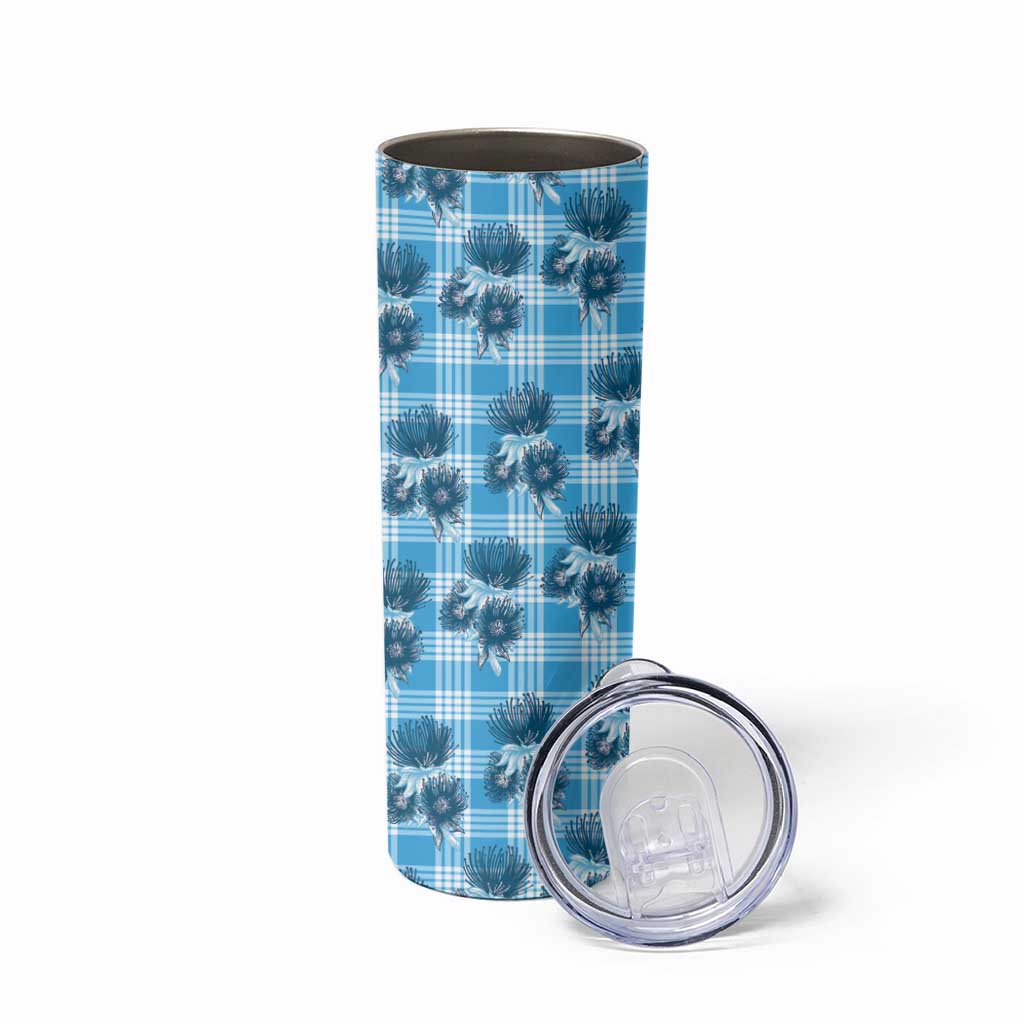 Blue Palaka Hawaii Skinny Tumbler Hawaiian Lehua Blossoms LT05 - Polynesian Pride