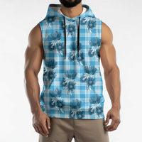 Blue Palaka Hawaii Sleeveless Hoodie Hawaiian Lehua Blossoms LT05 - Polynesian Pride