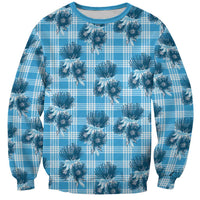 Blue Palaka Hawaii Sweatshirt Hawaiian Lehua Blossoms LT05 Unisex Blue - Polynesian Pride