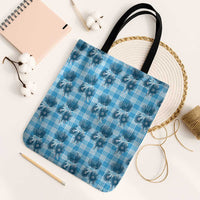 Blue Palaka Hawaii Tote Bag Hawaiian Lehua Blossoms LT05 Black Strap One Size Blue - Polynesian Pride
