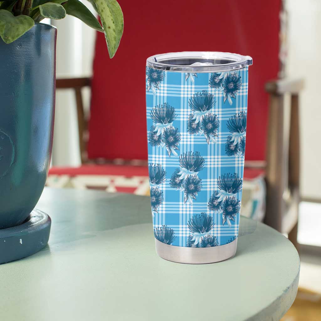 Blue Palaka Hawaii Tumbler Cup Hawaiian Lehua Blossoms LT05 - Polynesian Pride