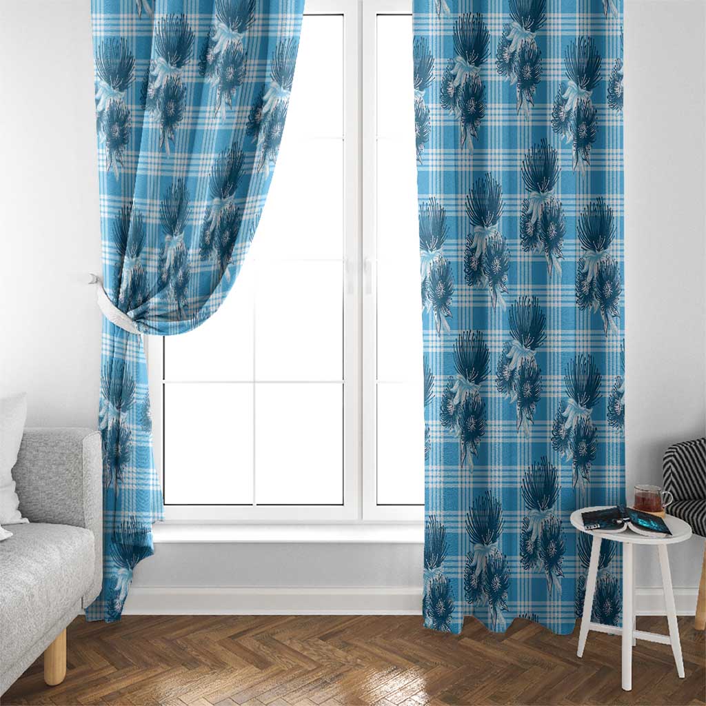 Blue Palaka Hawaii Window Curtain Hawaiian Lehua Blossoms LT05 - Polynesian Pride