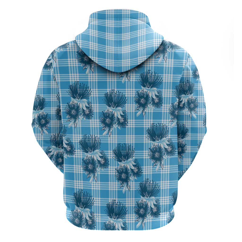 Blue Palaka Hawaii Zip Hoodie Hawaiian Lehua Blossoms LT05 - Polynesian Pride