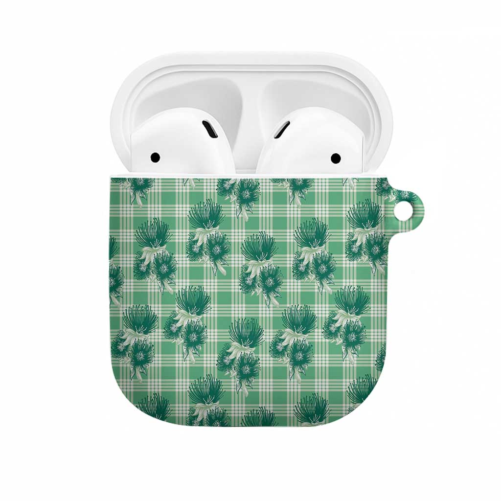 Green Palaka Hawaii AirPods Case Hawaiian Lehua Blossoms