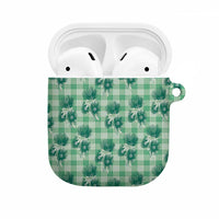 Green Palaka Hawaii AirPods Case Hawaiian Lehua Blossoms