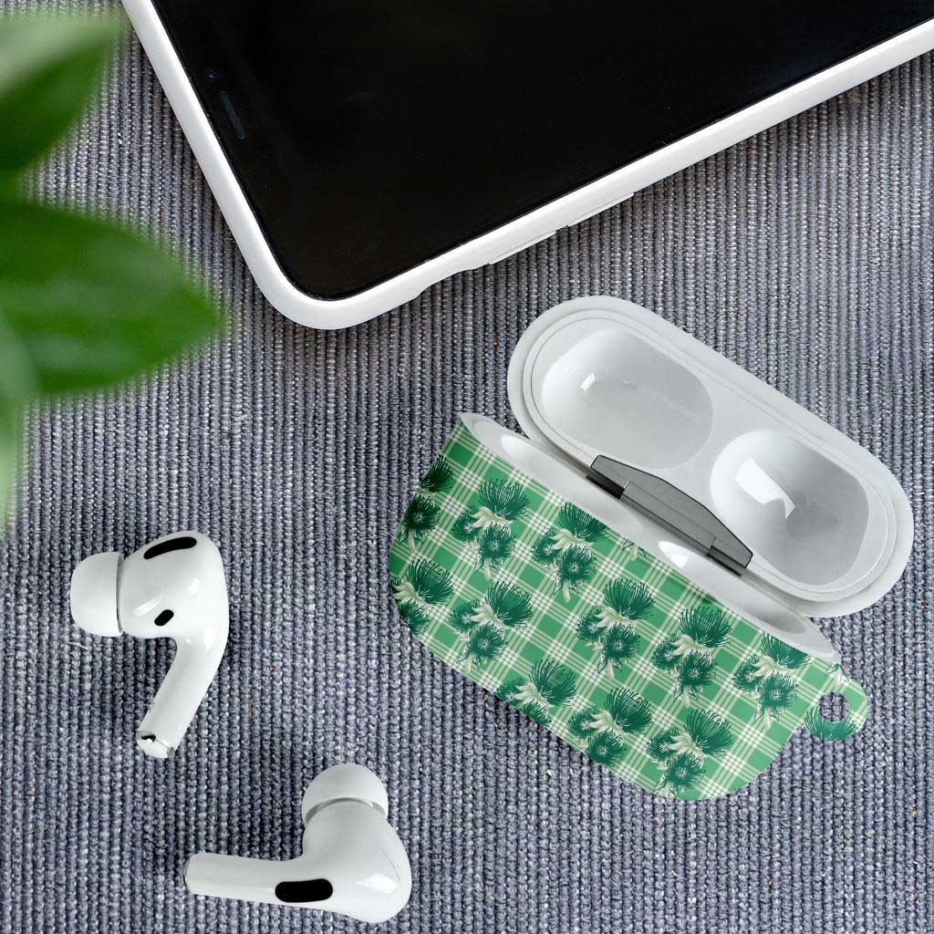 Green Palaka Hawaii AirPods Case Hawaiian Lehua Blossoms