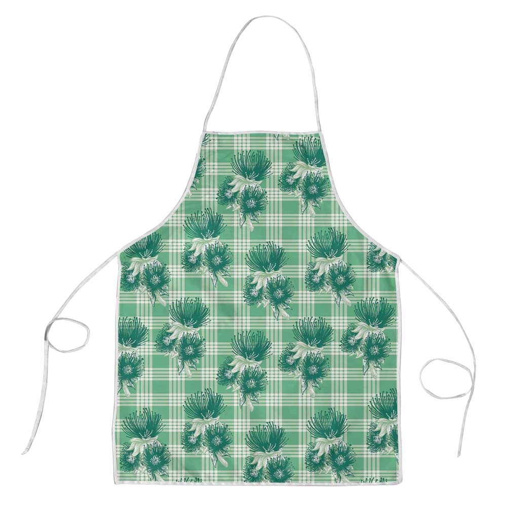 Green Palaka Hawaii Apron Hawaiian Lehua Blossoms LT05 Green - Polynesian Pride
