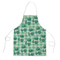 Green Palaka Hawaii Apron Hawaiian Lehua Blossoms LT05 Green - Polynesian Pride
