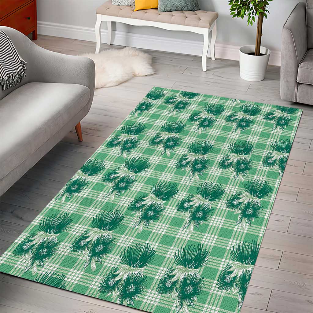 Green Palaka Hawaii Area Rug Hawaiian Lehua Blossoms LT05 - Polynesian Pride
