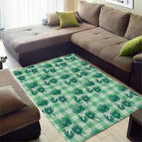 Green Palaka Hawaii Area Rug Hawaiian Lehua Blossoms LT05 - Polynesian Pride