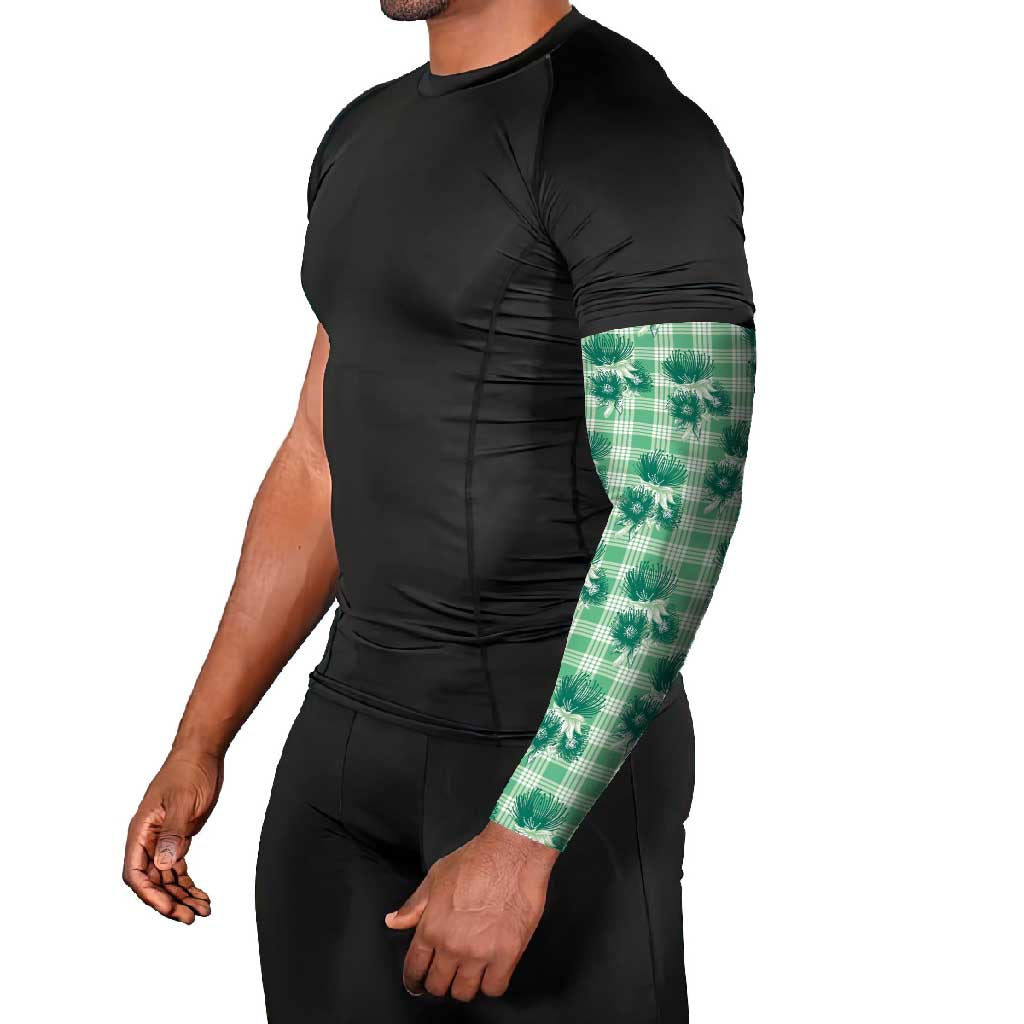Green Palaka Hawaii Arm Sleeves Hawaiian Lehua Blossoms LT05 - Polynesian Pride