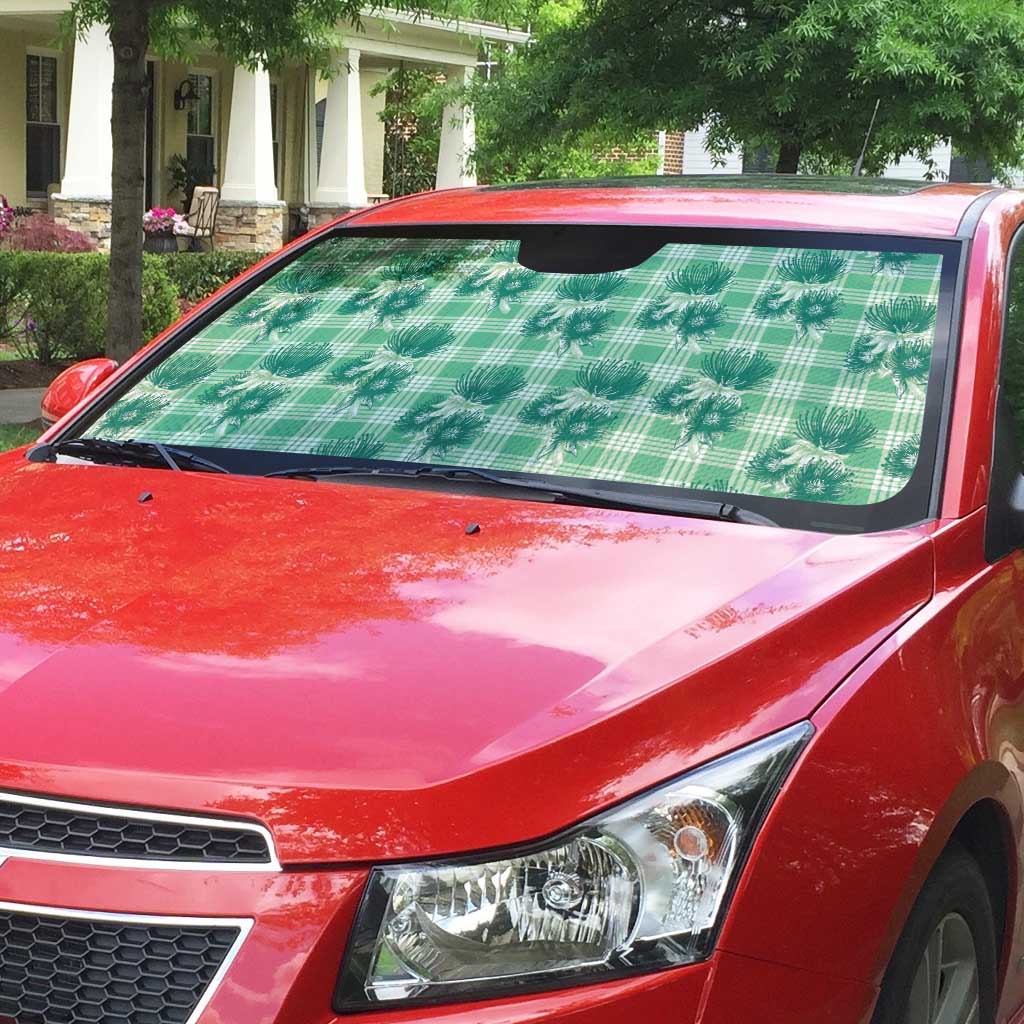 Green Palaka Hawaii Auto Sun Shade Hawaiian Lehua Blossoms LT05 - Polynesian Pride